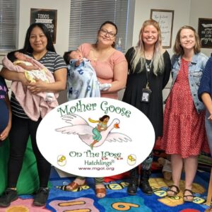 Dr. Betsy Diamant-Cohen, librarian Jenny Gallagher, Judy Center staff, a Spanish language translator, and parent participants at a Hatchlings Program held at a Judy Center in Queen Anne’s County.